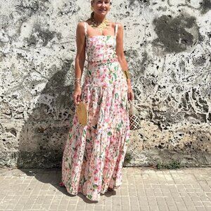Agua by Agua Bendita Lima Maxi Dress – Jardinera Print (Size M)